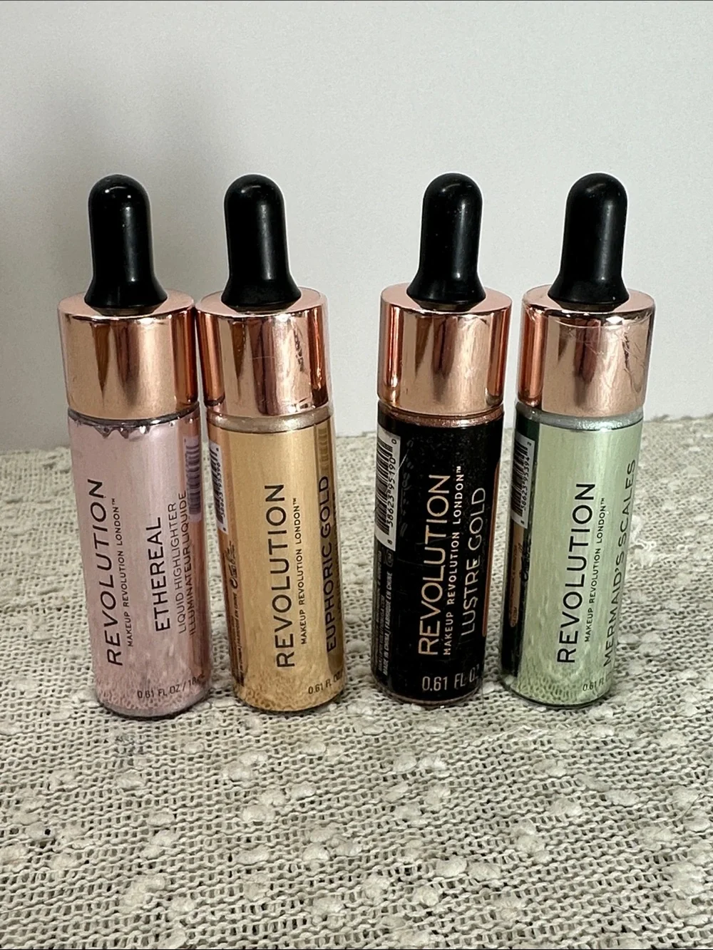 Makeup Revolution Liquid Highlighter LOT Ethereal Euphoric Gold MermaidScales